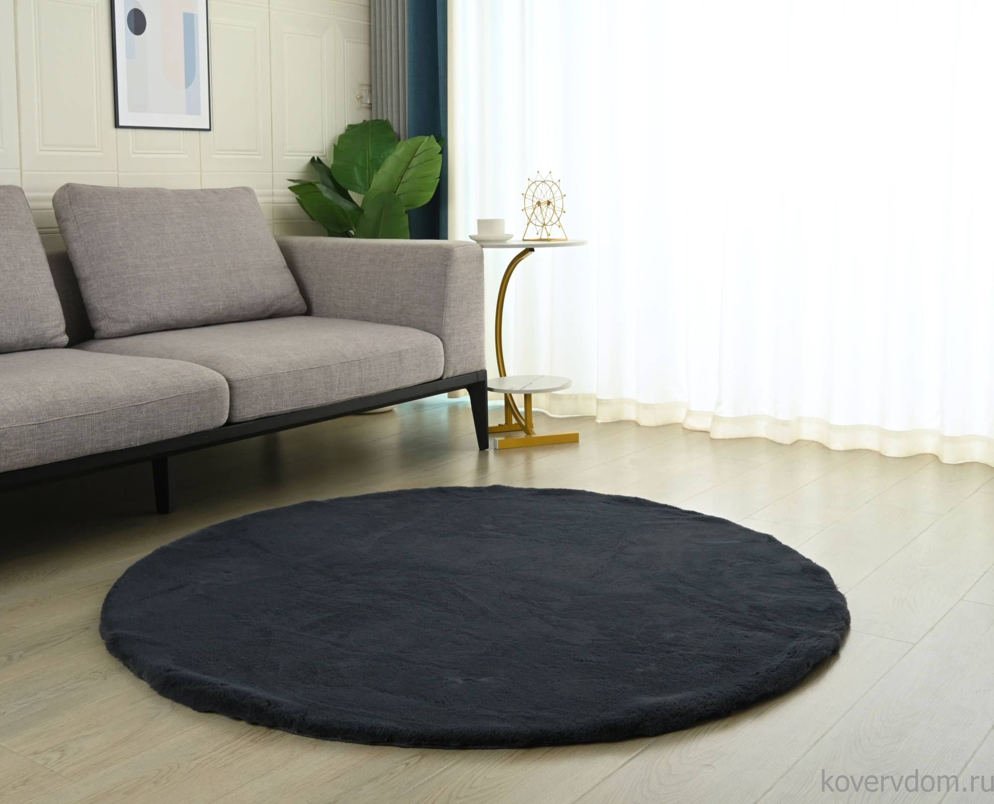 Ковер из искусственного меха RABBIT PREMIUM MS1000 ANTRACITE Круг